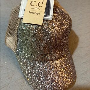 C.C Kids Glitter PonyCap - Silver and Gold